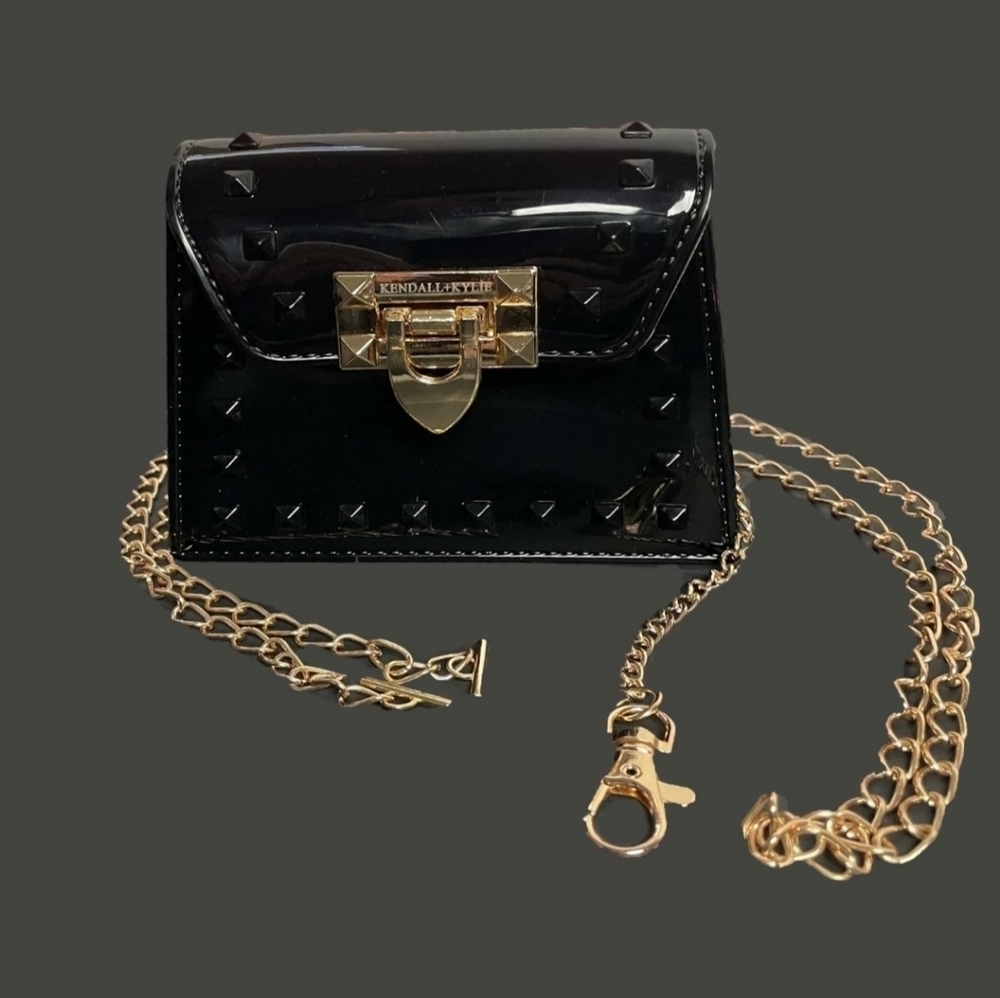Kendall & Kylie Black and Gold Mini Crossbody Bag